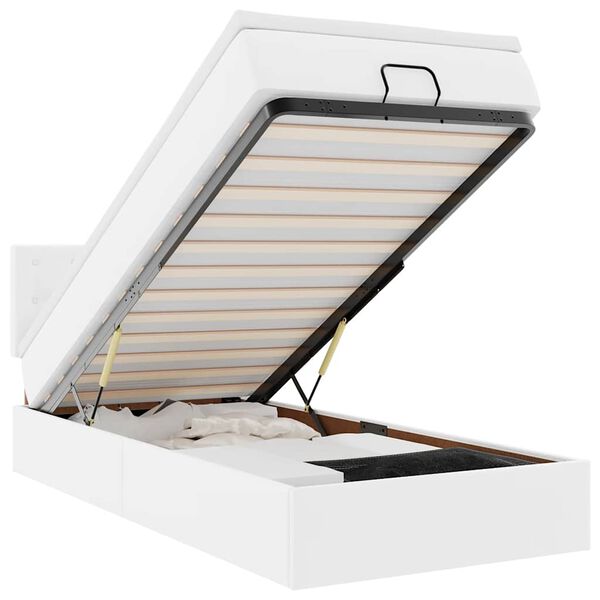 vidaXL Cama otomana com colch&atilde;o 80x200 cm couro artificial branco