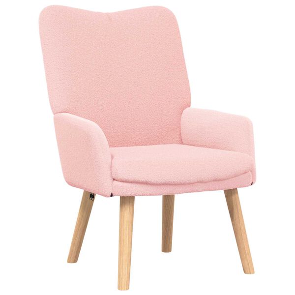 vidaXL poltrona Rosa 63 x 67 x 94 cm Tecido de Ovelha e Compensado