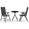 vidaXL 3 pcs conjunto de bistr&ocirc; alum&iacute;nio e textilene preto
