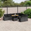 vidaXL 10 pcs conjunto sof&aacute;s de jardim c/ almofad&otilde;es vime PE preto