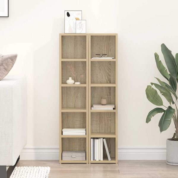 vidaXL Arm&aacute;rios CD 2 pcs 21x16x93,5 cm contraplacado carvalho sonoma