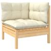 vidaXL 5 pcs conjunto lounge de jardim c/ almofadões cor creme pinho