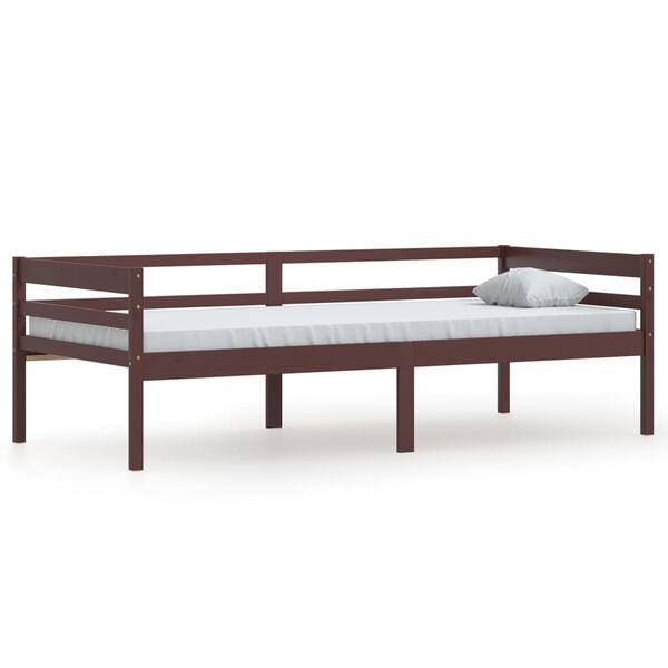 vidaXL Estrutura de cama 90x200 cm pinho maci&ccedil;o castanho-escuro