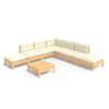 vidaXL 8 pcs conjunto lounge jardim c/ almofad&otilde;es cor creme pinho