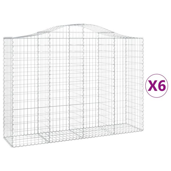 vidaXL Cestos gabi&atilde;o arqueados 6pcs 200x50x140/160cm ferro galvanizado