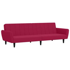 vidaXL Sof&aacute;-cama de 2 lugares veludo vermelho tinto