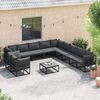 vidaXL Conjunto de Sof&aacute; de Jardim com almofada 12 pcs Preto Alum&iacute;nio