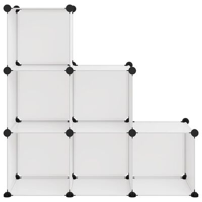 vidaXL Organizador de arrumação com 6 cubos PP transparente