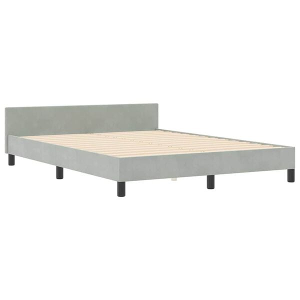 vidaXL Cama Box com cabeceira Cinzento-claro 140 x 200 cm Veludo