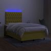 vidaXL Cama box spring c/ colch&atilde;o e LED 120x200 cm tecido verde