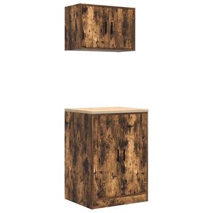 vidaXL Arm&aacute;rios de garagem 2 pcs derivados de madeira carvalho fumado
