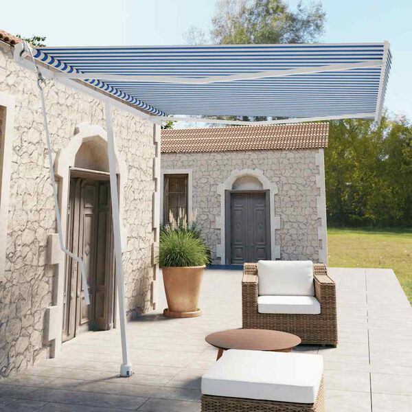 vidaXL Toldo autom&aacute;tico independente 300x250 cm azul e branco