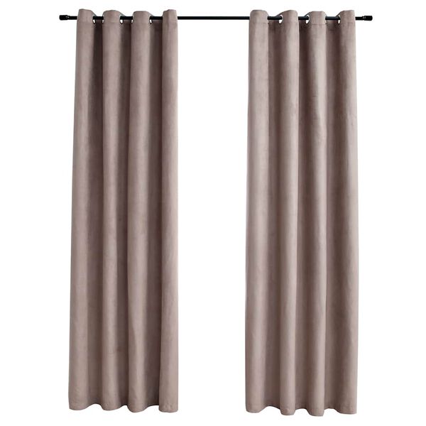 vidaXL Cortinas opacas c/ argolas 2 pcs 140x175cm cinzento-acastanhado