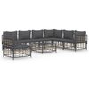 vidaXL 8 pcs conjunto lounge de jardim c/ almofad&otilde;es vime PE antracite