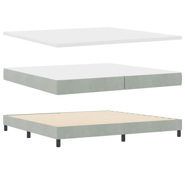 vidaXL Cama Box com colch&atilde;o Cinzento-claro 200 x 200 cm Poli&eacute;ster