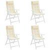 vidaXL Almofad&otilde;es p/ cadeira encosto alto 4pcs tecido oxford cor creme