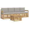 vidaXL Conjunto de Sof&aacute;s para Exterior 5 pcs Branco e Cinzento-Claro