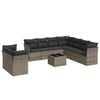 vidaXL 10 pcs conjunto sof&aacute;s de jardim c/ almofad&otilde;es vime PE cinzento