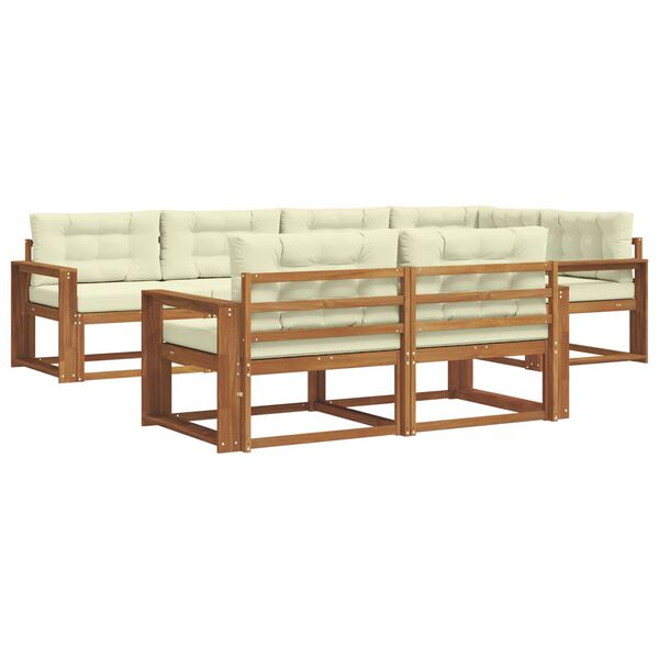 vidaXL Conjunto de Sof&aacute;s para Exterior 7 pcs Natural e Creme