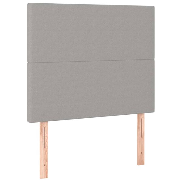 vidaXL Cabeceira cama c/ luzes LED tecido 100x5x118/128cm cinza-claro