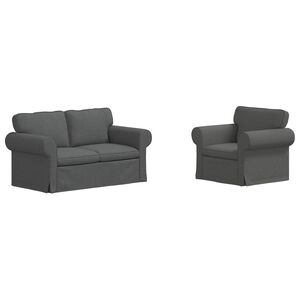 vidaXL Conjunto de Sof&aacute;s 2 unid. Cinza Escuro tecido