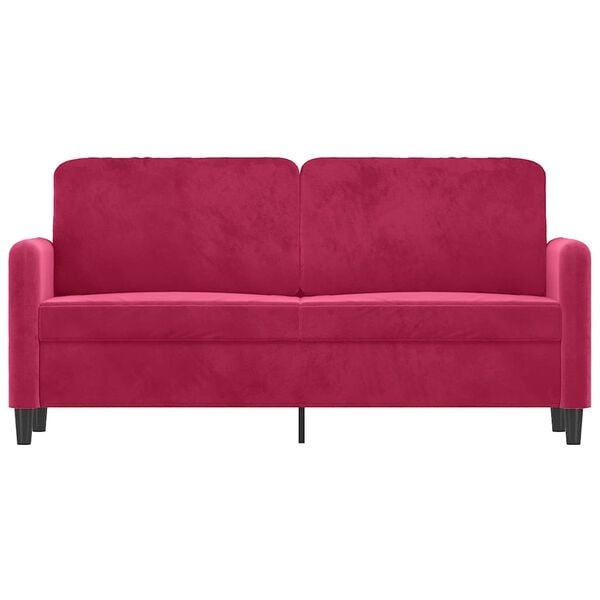 vidaXL Sofá de 2 lugares veludo 140 cm vermelho tinto