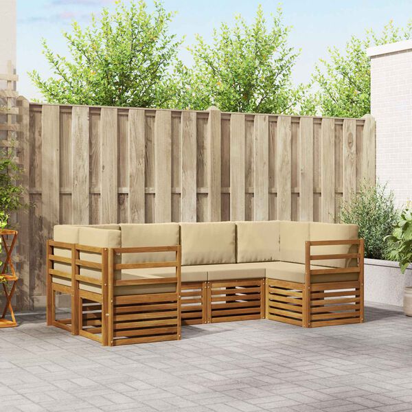 vidaXL Conjunto de Sof&aacute; Sectional com almofada 6 pcs Natural