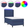 vidaXL Cama box spring c/ colch&atilde;o e LED 90x200 cm tecido azul