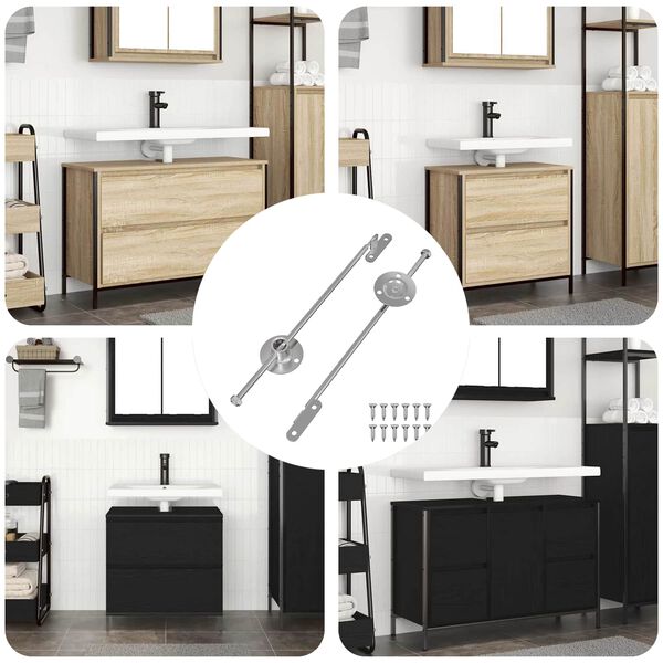 vidaXL Dobradi&ccedil;a de Barra 2 pcs Prateado 190 mm Ferro