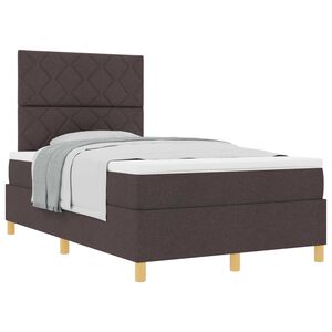 vidaXL Cama Box com colch&atilde;o Marrom Escuro 120 x 200 cm tecido