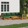 vidaXL 8 pcs conj. lounge jardim madeira c/almofadões verdes