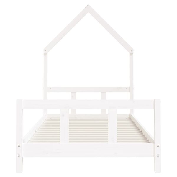 vidaXL Estrutura de cama infantil 90x190 cm pinho maci&ccedil;o branco