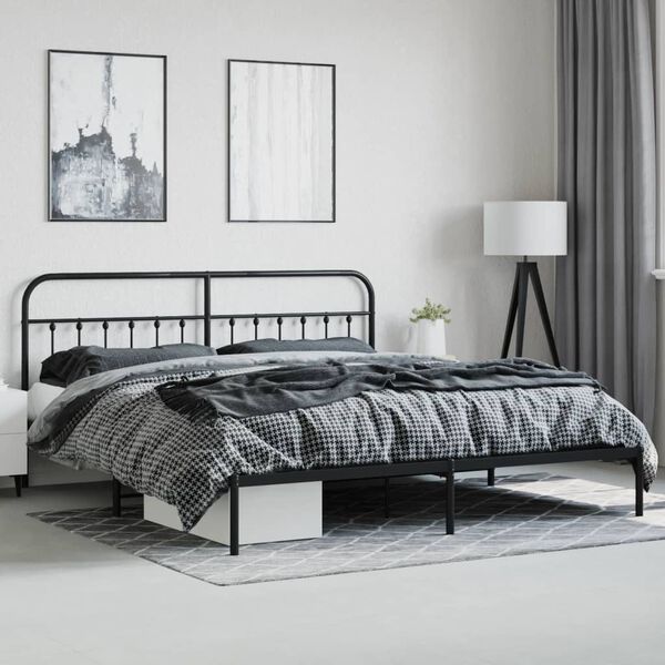 vidaXL Estrutura de cama sem colchão com pés 180x200 cm preto