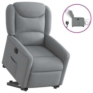 vidaXL Poltrona reclin&aacute;vel elevat&oacute;ria el&eacute;trica tecido cinzento-claro