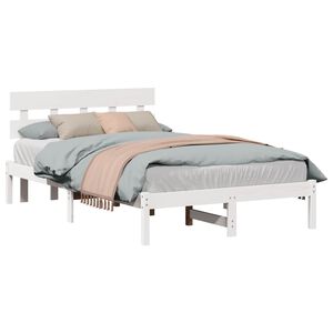 vidaXL Estrutura da Cama Branco 135 x 190 cm Madeira de pinho maci&ccedil;a