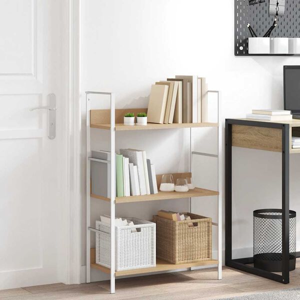 vidaXL Estante 3 prateleiras derivados de madeira cor carvalho