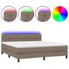 vidaXL Cama box spring colch&atilde;o/LED 180x200cm tecido cinza-acastanhado