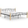 vidaXL Estrutura de cama 200x200cm metal/madeira carvalho maci&ccedil;a preto