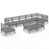 vidaXL 9 pcs conjunto lounge de jardim pinho maci&ccedil;o cinzento