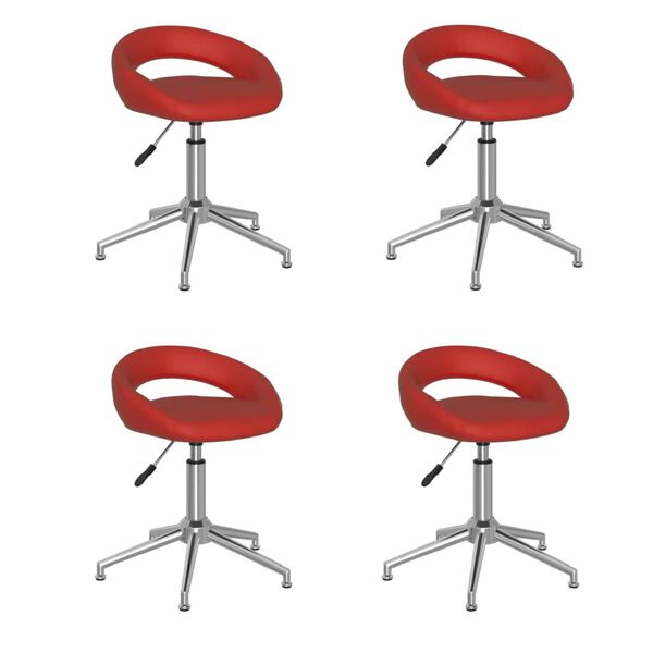 vidaXL Cadeiras jantar girat&oacute;rias 4pcs couro art vermelho tinto
