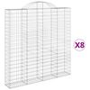 vidaXL Cestos gabi&atilde;o arqueados 8pcs 200x30x200/220cm ferro galvanizado