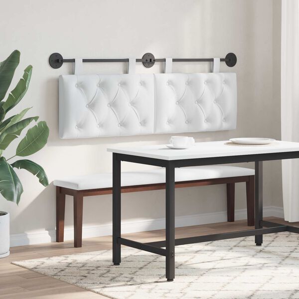 vidaXL Cabeceira Suspensa Branco 150 x 55 x 7 cm tecido