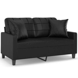 vidaXL Sof&aacute; 2 lugares + almofadas decorativas 120cm couro artif. preto