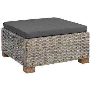 vidaXL Descanso de P&eacute; com Almofada GENDT Rattan Natural Cinza Kubu