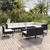 vidaXL 11 pcs conjunto lounge de jardim c/ almofad&otilde;es vime PE preto