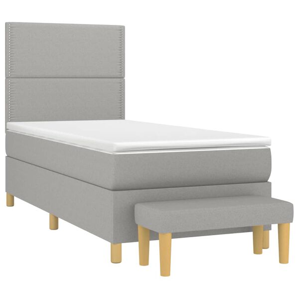vidaXL Cama com molas/colch&atilde;o 90x200 cm tecido cinza-claro