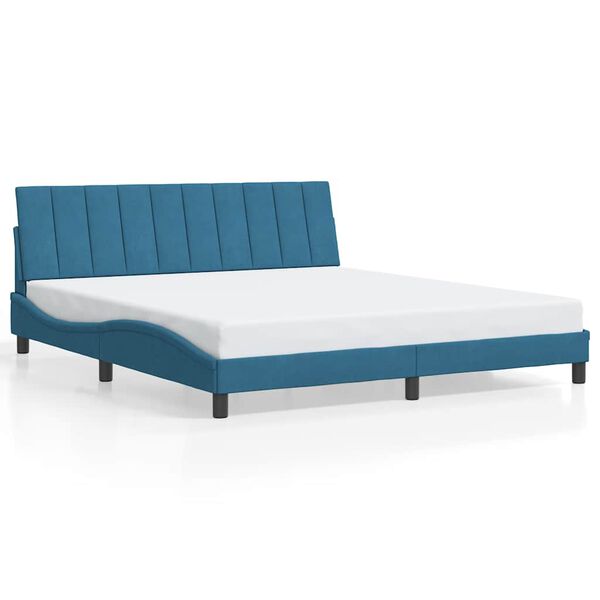 vidaXL Estrutura de cama sem colch&atilde;o Hanko 180x200 cm veludo azul
