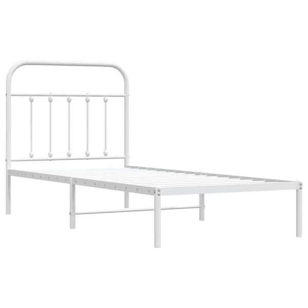 vidaXL Estrutura de cama com cabeceira 90x190 cm metal branco