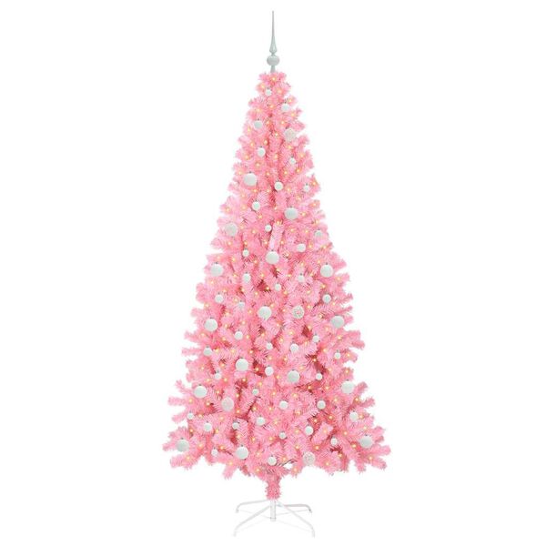 vidaXL &Aacute;rvore de Natal com 300 LEDs com suporte Rosa 210 cm PVC