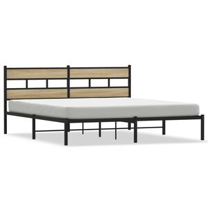 vidaXL Estrutura de cama sem colch&atilde;o 183x213cm metal carvalho sonoma
